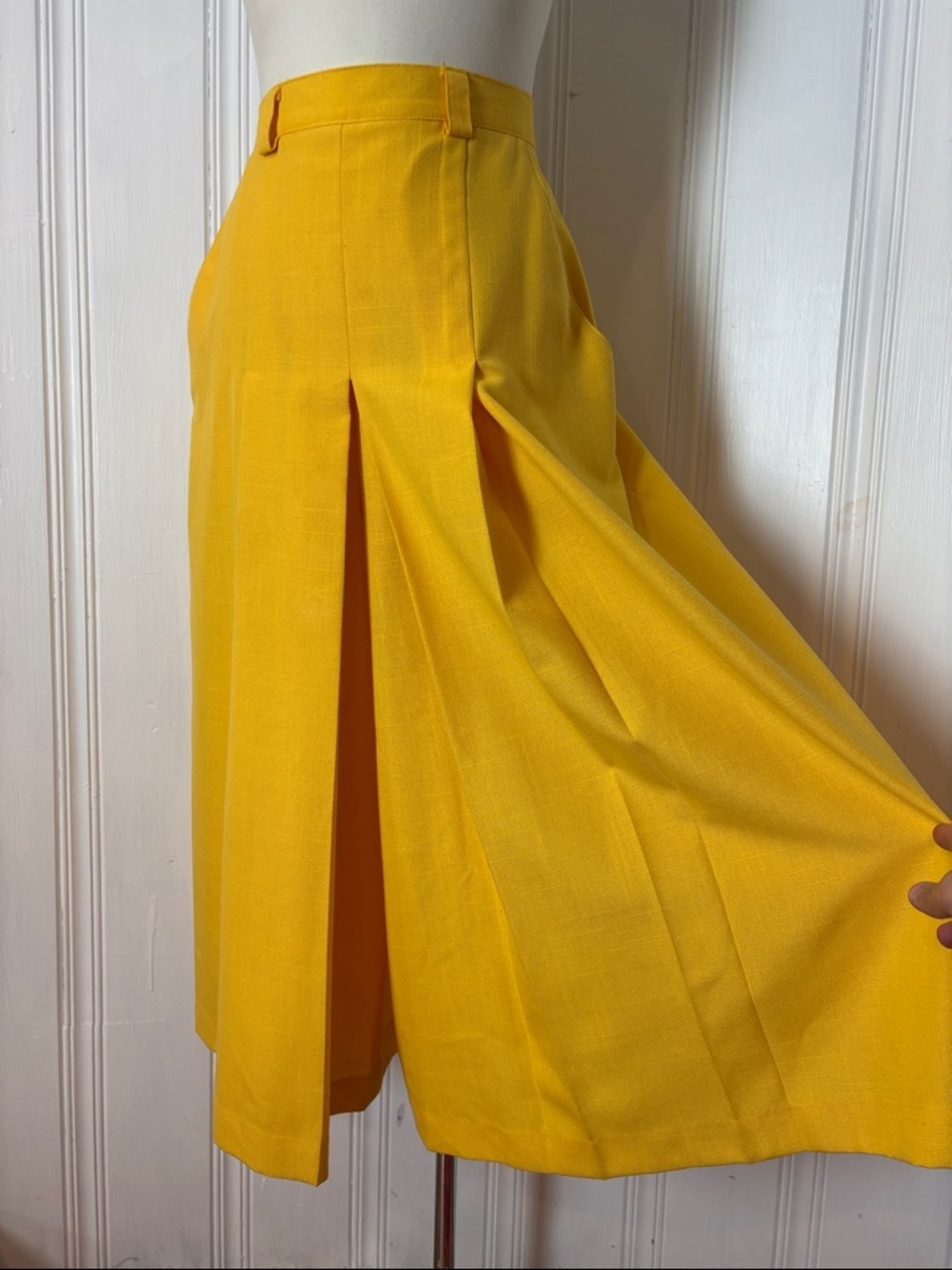 Vintage MR. LEONARD Canary Yellow Culottes Wide Leg Skirt Pants - Size 14 - Picture 3 of 8